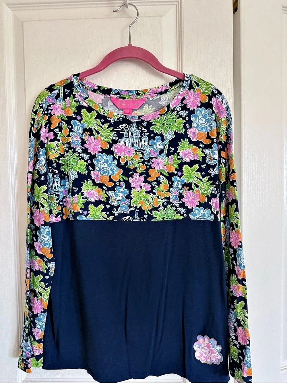 Lilly Pulitzer Disney Floral Minnie Mouse Long Sleeve Tunic Blue - XS Like new